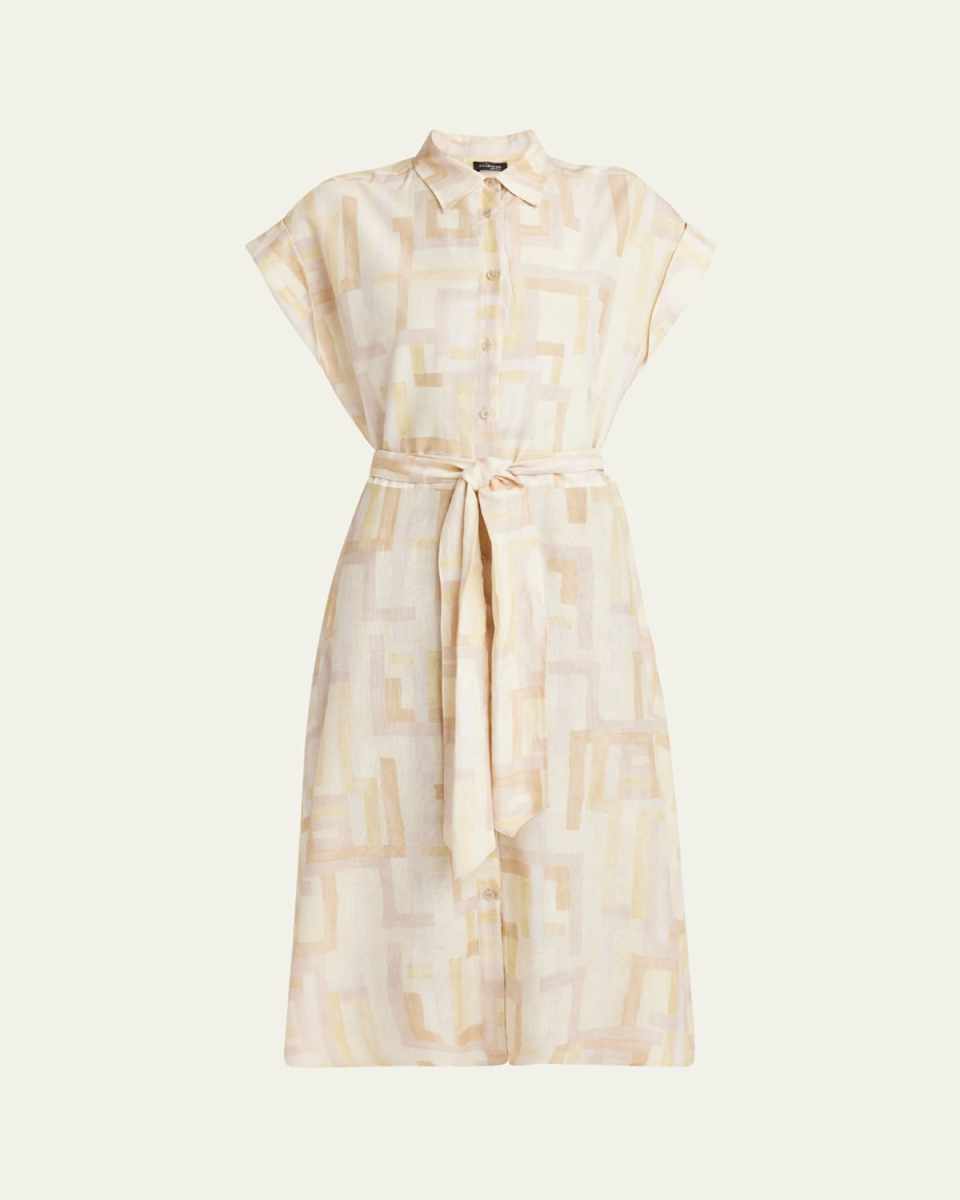 Abstract Watercolor Belted Dress